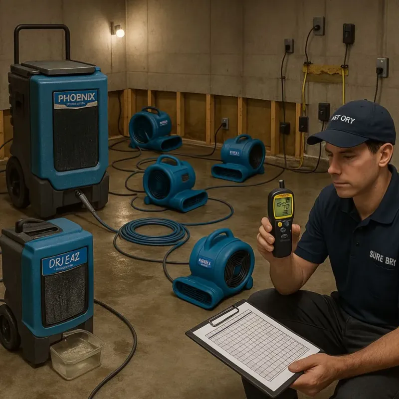Structural Drying and Dehumidification process in Abram, TX